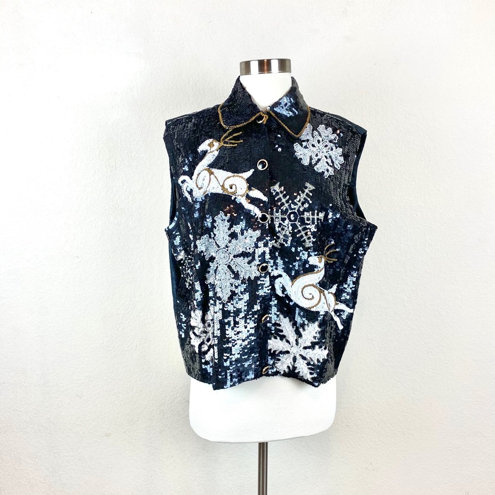 Modi Vest Holiday Sequin & Beaded Silk